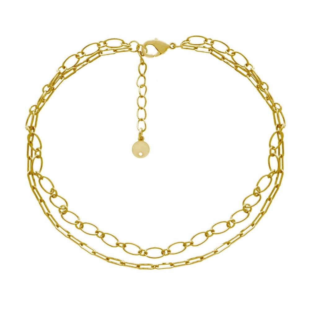 Oval Link Double Chain Anklet in Gold Plate